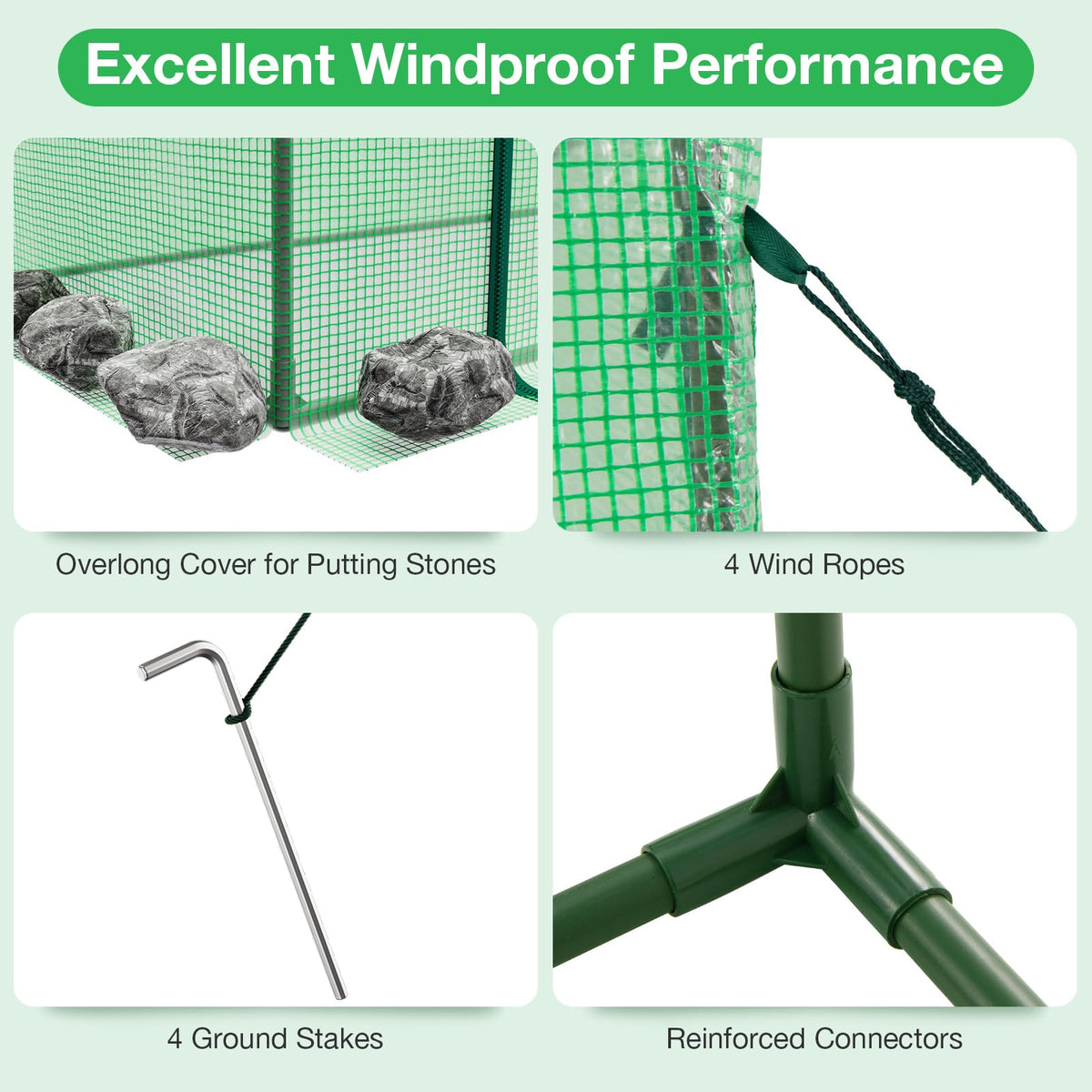 Lucktree Outdoor Portable Mini Greenhouse w/ PE Cover & 4 Ground Stakes & Ropes