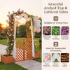 Lucktree 83" Wooden Garden Arbor with Gate and 2 Planter Boxes