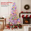 Lucktree 7 FT Half Snow Flocked Christmas Tree with 240 Warm White & Multicolored LED Lights