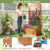 Lucktree Solid Acacia Wood Planter Box with Trellis 63" Raised Garden Bed with Trellis