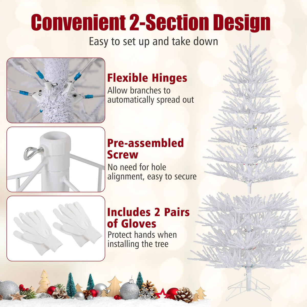Lucktree 7ft Pre-Lit Artificial Christmas Tree with 923 Multicolored LED RGB Lights