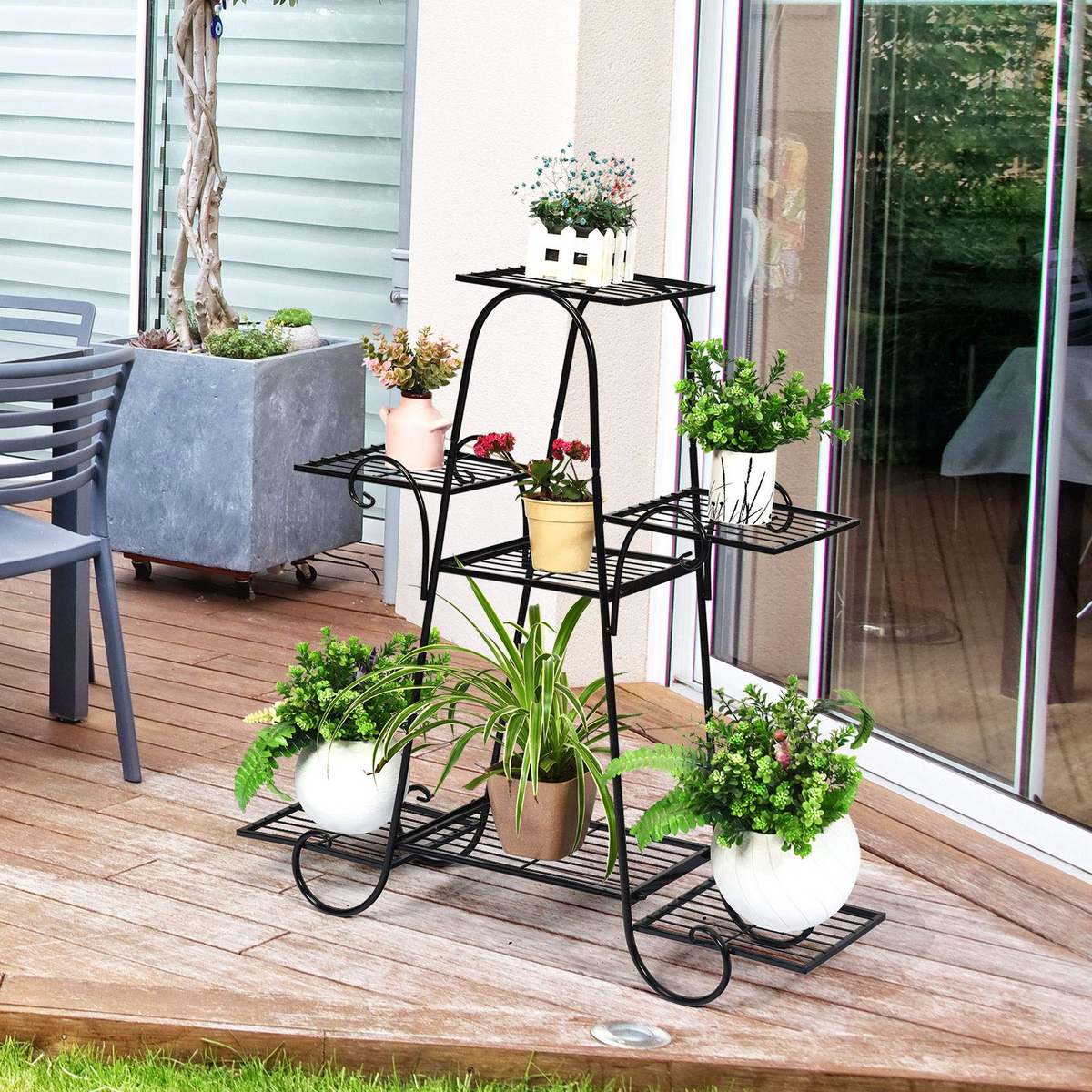 Lucktree 7 Tiers Metal Plant Stand Flower Pots Holder