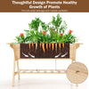 Lucktree Plant Raised Bed 2 Tiers Garden Bed, Outdoor Fir Wood Plant Container with Storage Shelf