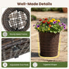 Lucktree Set of 3 Plastic Planters | 14 & 11 & 9 Inch Taper Rattan Planters with Drainage Holes and Saucers