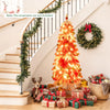 5 FT Artificial Christmas Tree Pre-lit Xmas Trees with 301 Red and White Branch Tips