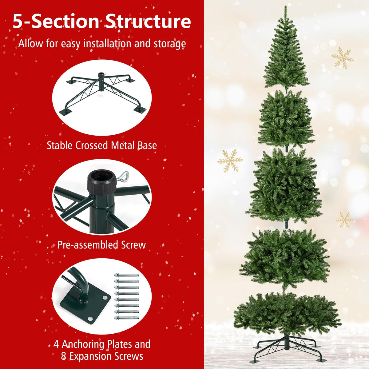 Lucktree 12 FT Pre-Lit Artificial Christmas Tree with Quick Power Connector