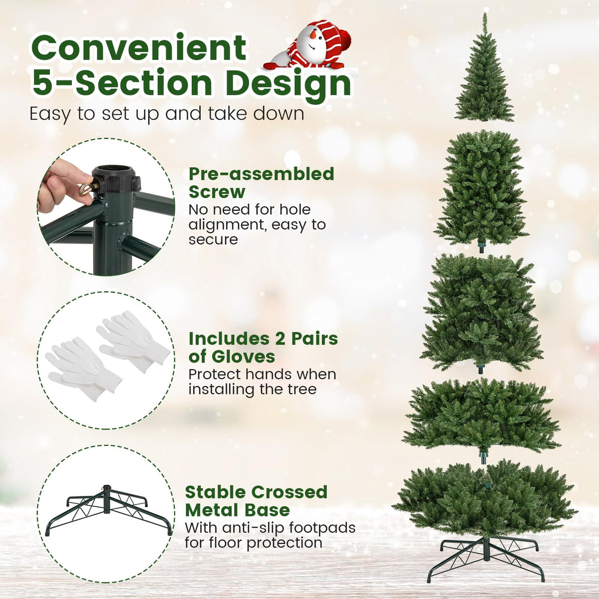 Lucktree 12ft Pre-Lit Artificial Christmas Tree with 360° Quick Power Connector