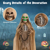 Lucktree 5.6 FT Halloween Standing Animated Skeleton with Chain, Animatronic Skull Grim Reaper with LED lights