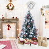 Lucktree Pre-lit Fiber Optic Christmas Tree, Artificial Snowy Xmas Tree with 49 Cool White LED Lights