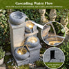 Lucktree 4-Tier Water Fountain Outdoor with Warm LED Lights & Pump