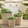 Lucktree 3-Piece Rattan Planter Box Kit with Removable Plastic Liners