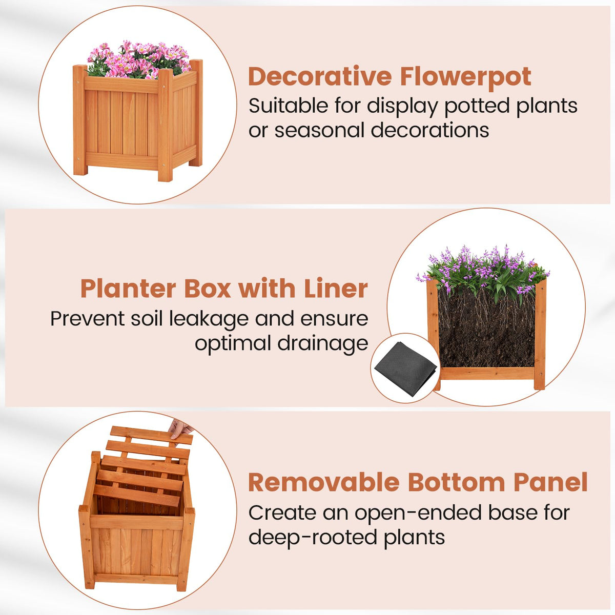 Lucktree Outdoor Bench with Raised Garden Beds (42"x11"x11.5")
