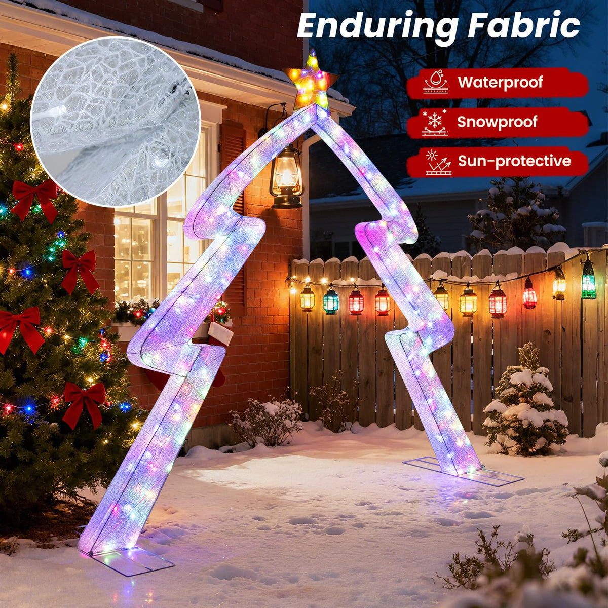 Lucktree 8.8 Feet Christmas Tree-shaped Archway with Top Star
