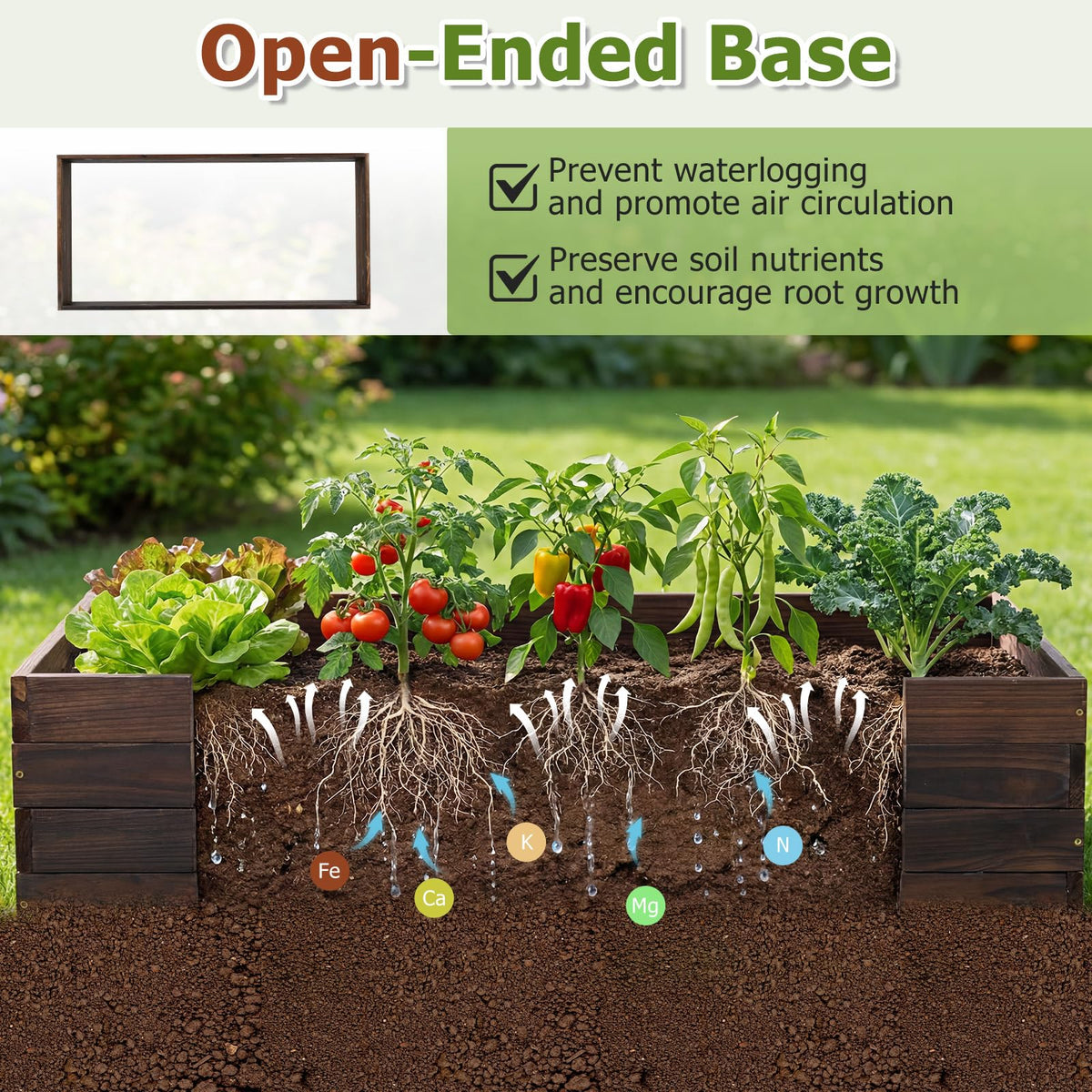 Lucktree 45" x 23" Fir Wood Raised Garden Bed (1/2)