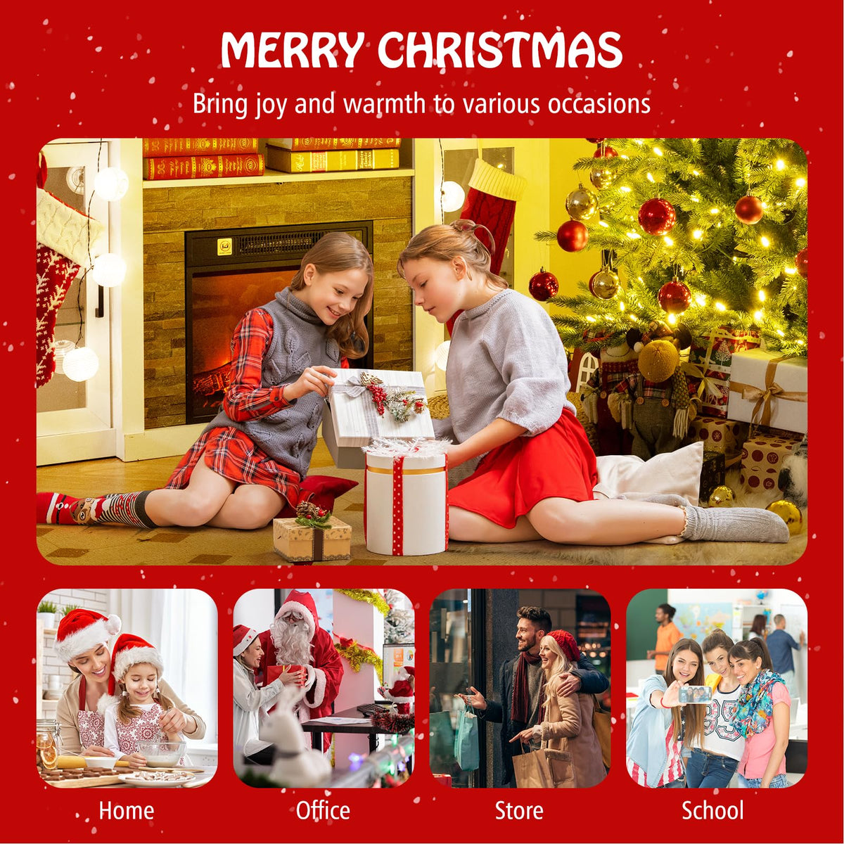 Lucktree 5ft / 6ft / 7ft Pre-Lit Artificial Christmas Tree with Lush PVC & PE Tips Warm White LED Lights