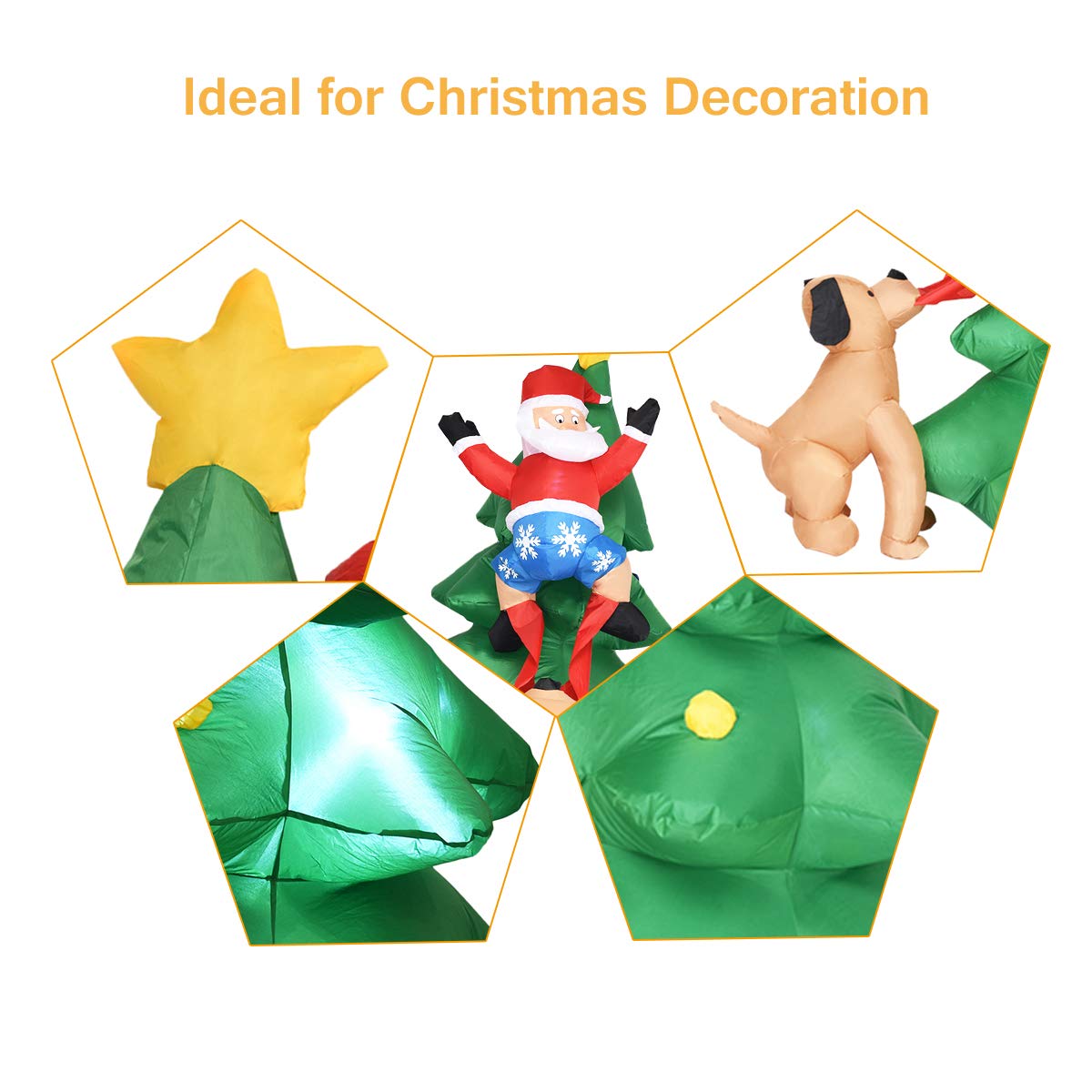 Lucktree 6 FT Inflatable Christmas Tree with Santa Claus & Dog