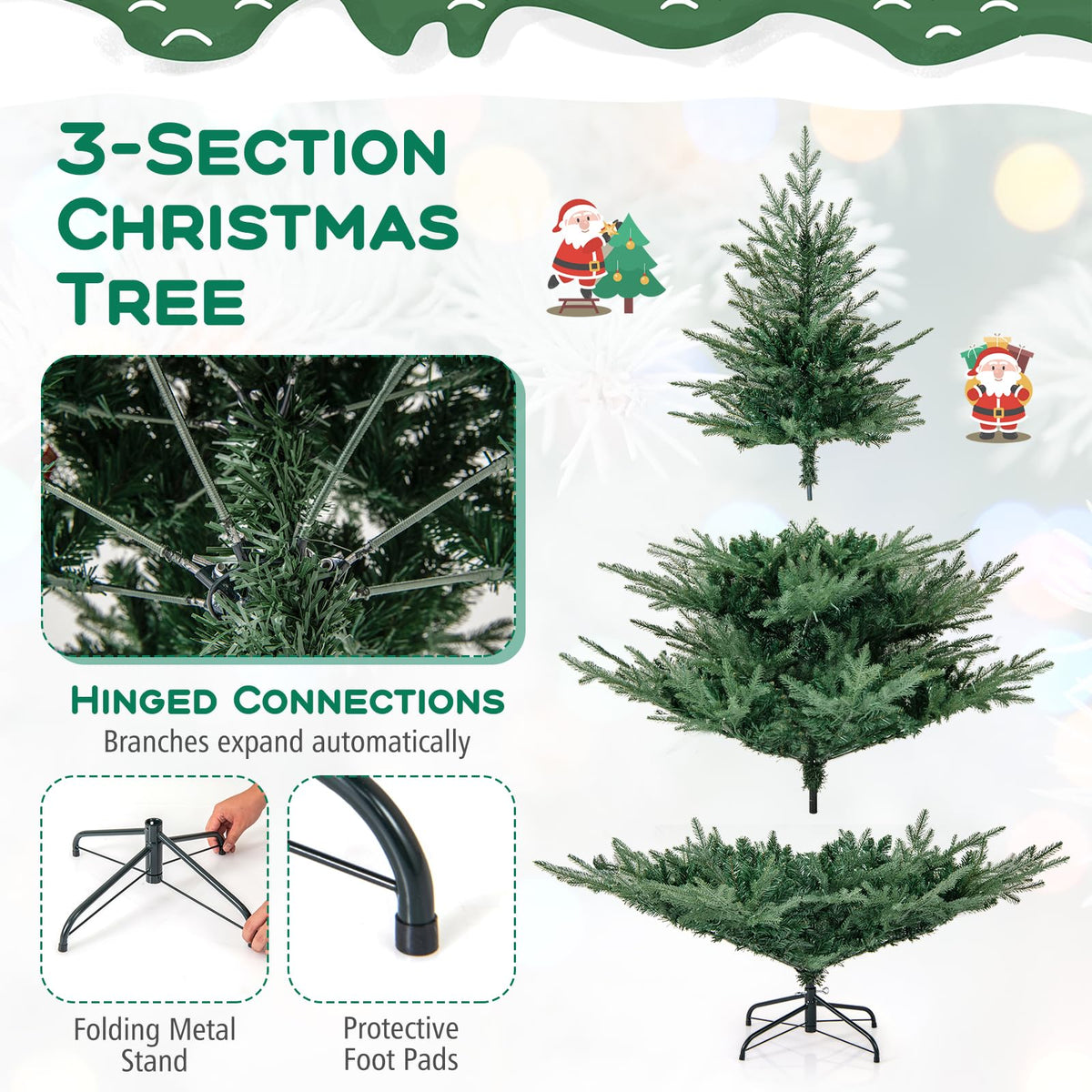 Lucktree 6FT / 7FT Pre-Lit Artificial Christmas Tree with PVC & PE Mixed Branch Tips