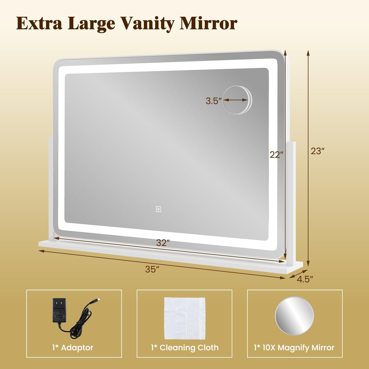 Lucktree 32" x 22" Large Makeup Mirror with 10X Magnify Mirror