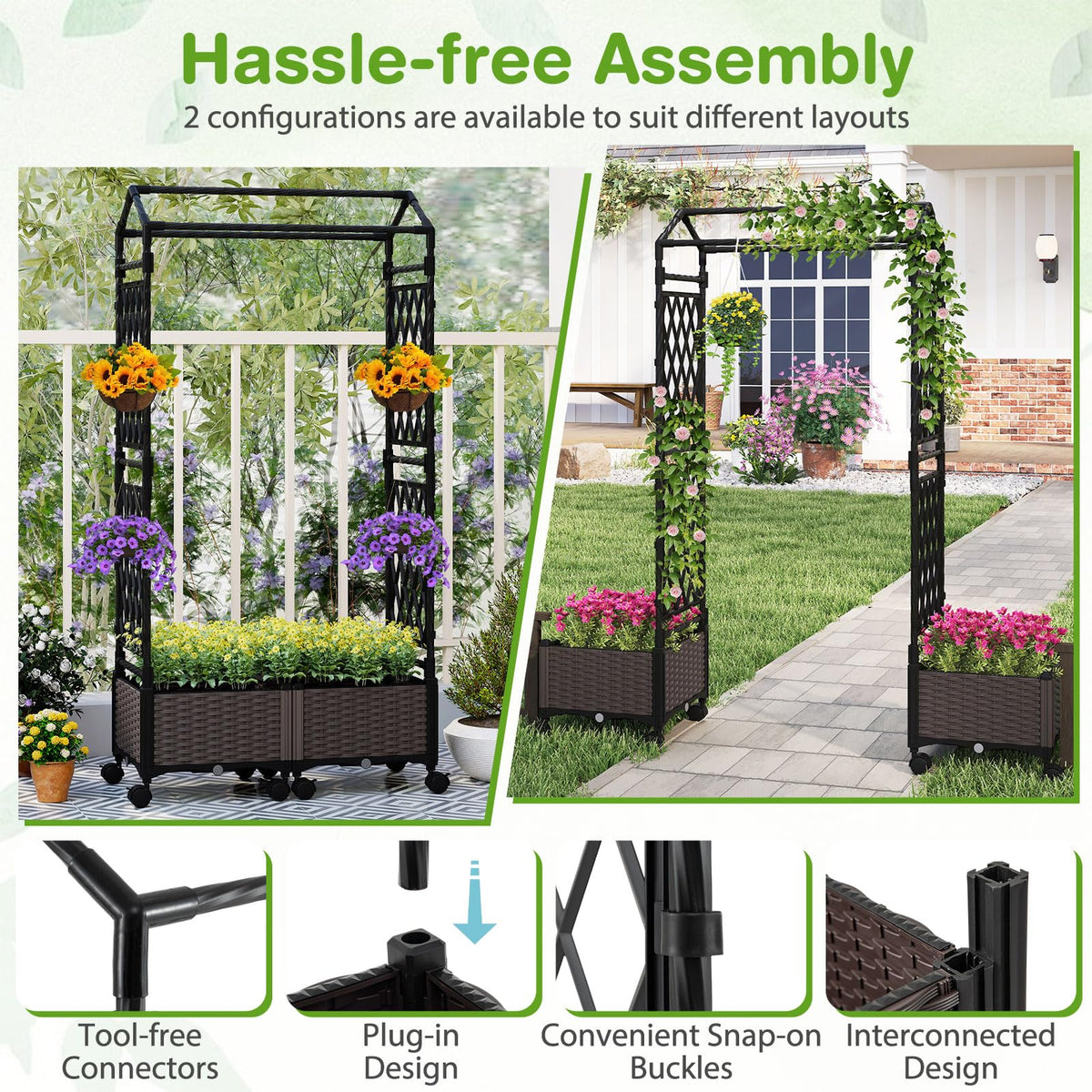 Lucktree 5FT Self-Watering Tall Raised Garden Bed w/Wheels