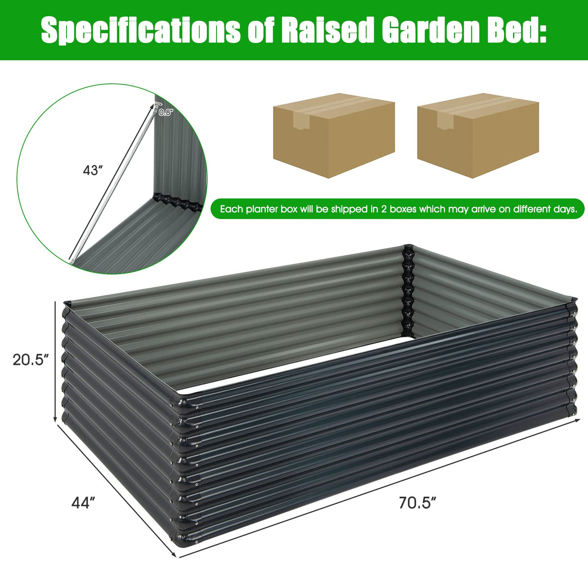 Lucktree Galvanized Raised Garden Bed