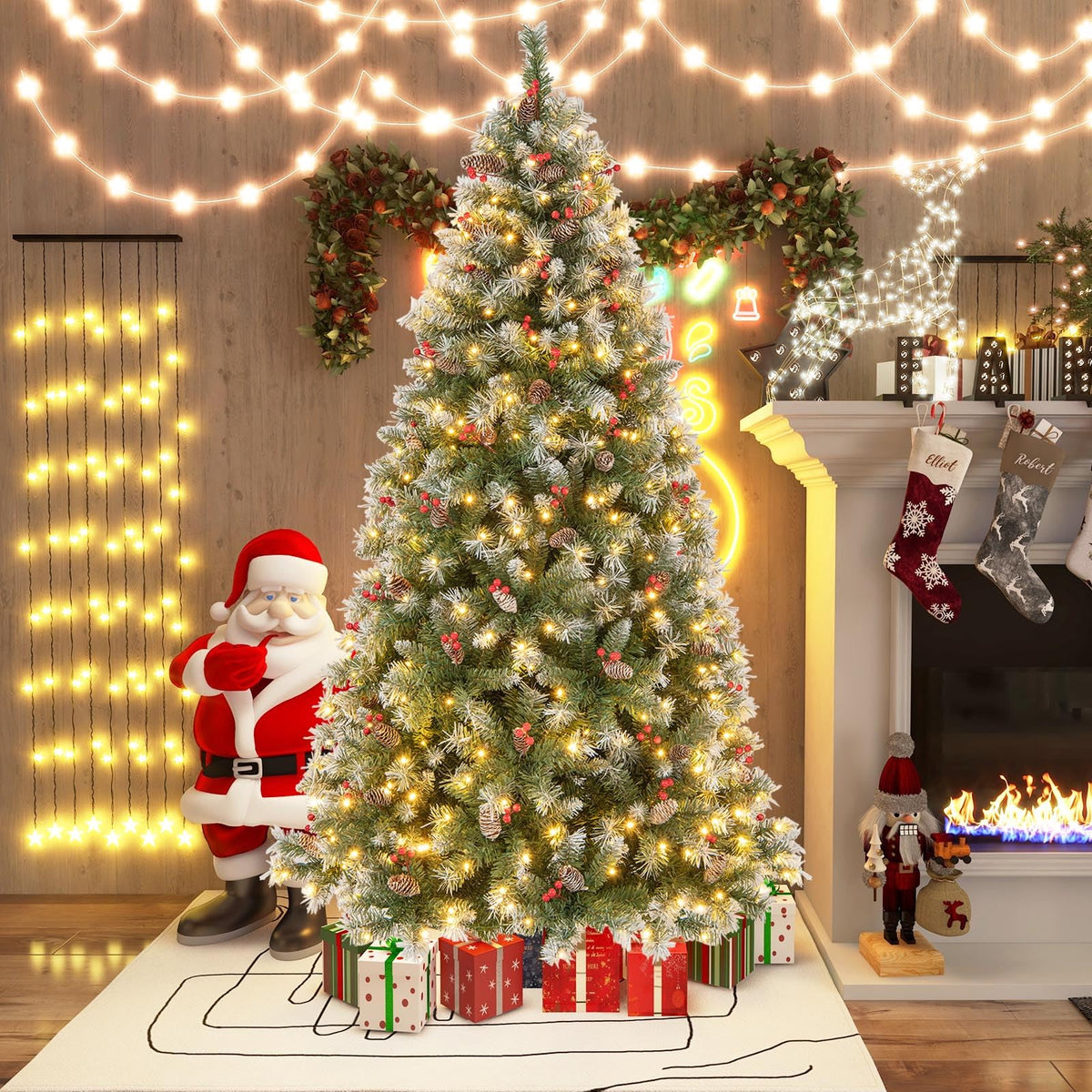 Lucktree Pre-Lit Christmas Tree with 8 Lighting Modes
