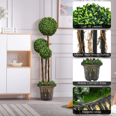 4 Ft Artificial Boxwood Topiary Tree - LucktreeUS