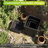 Lucktree 3-Piece Wicker Planters Tapered PP Rattan Plant Boxes with Plastic Flower Pots