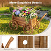 Lucktree Wood Wagon Planter Rustic Rolling Flower Pot Stand