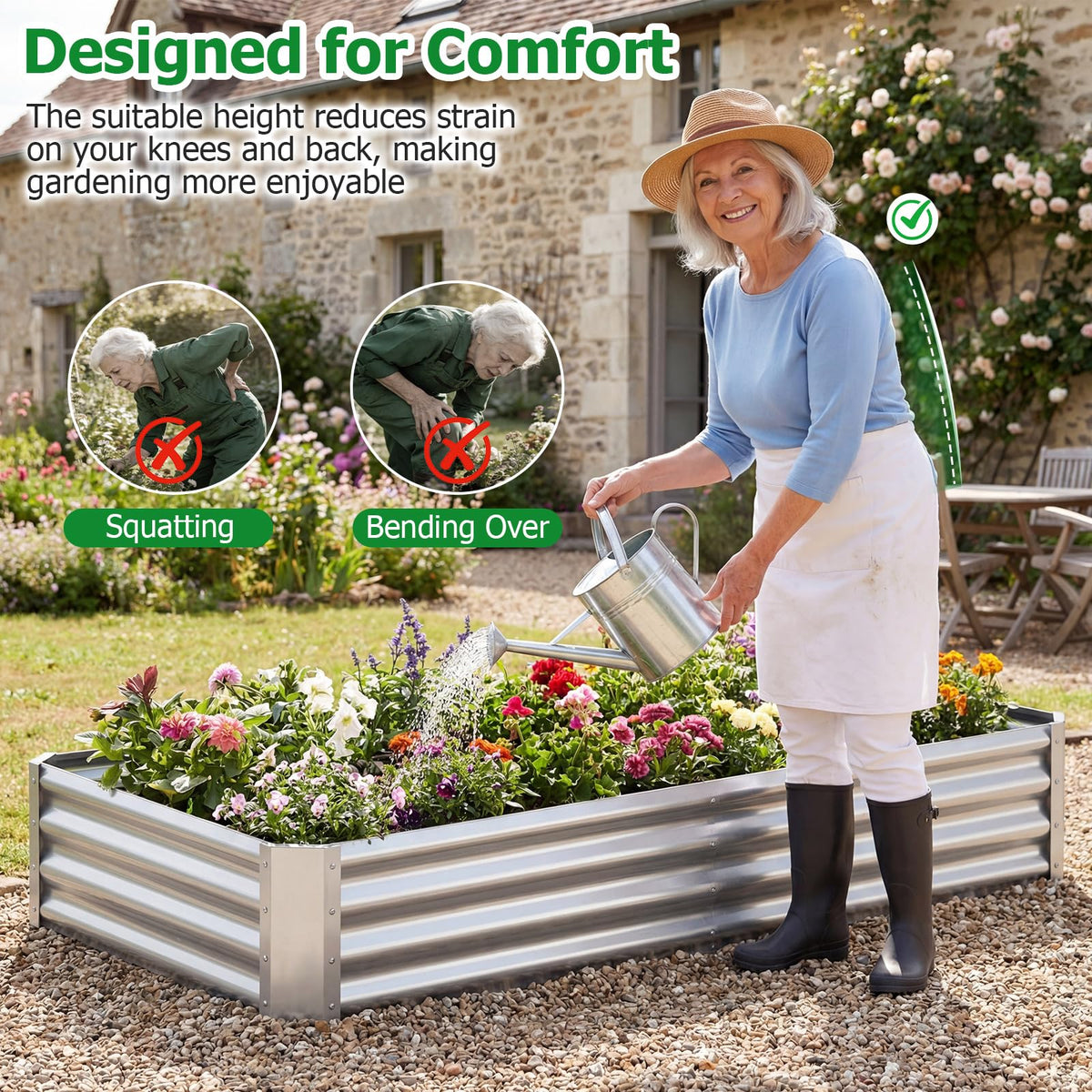Lucktree 6 x 3 x 1 FT Galvanized Rectangular Metal Raised Garden Bed (1/2)