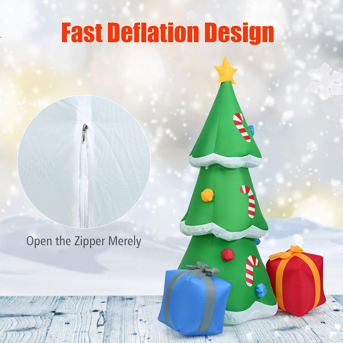 6FT Inflatable Christmas Tree w/Gift Boxes Blow Up Lighted Outdoor Decoration
