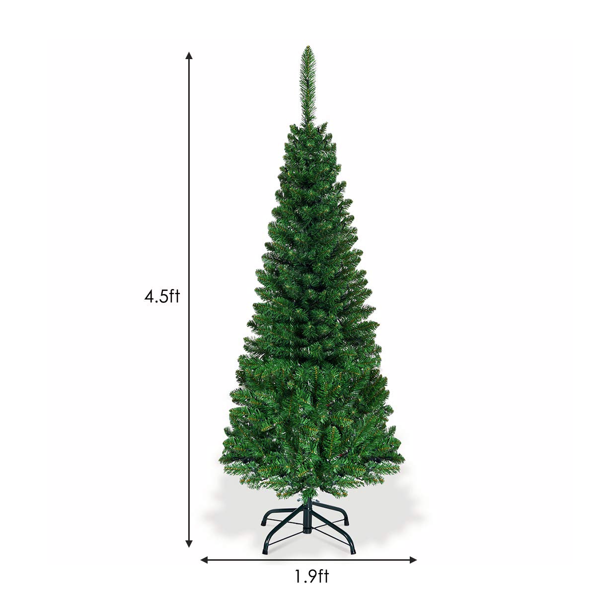 Lucktree 4.5FT / 6.5FT / 7.5FT Prelit Pencil Christmas Tree, Premium Hinged Fir Tree - LucktreeUS