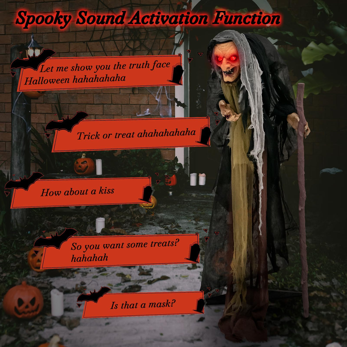Lucktree 5FT Halloween Animated Standing Witch