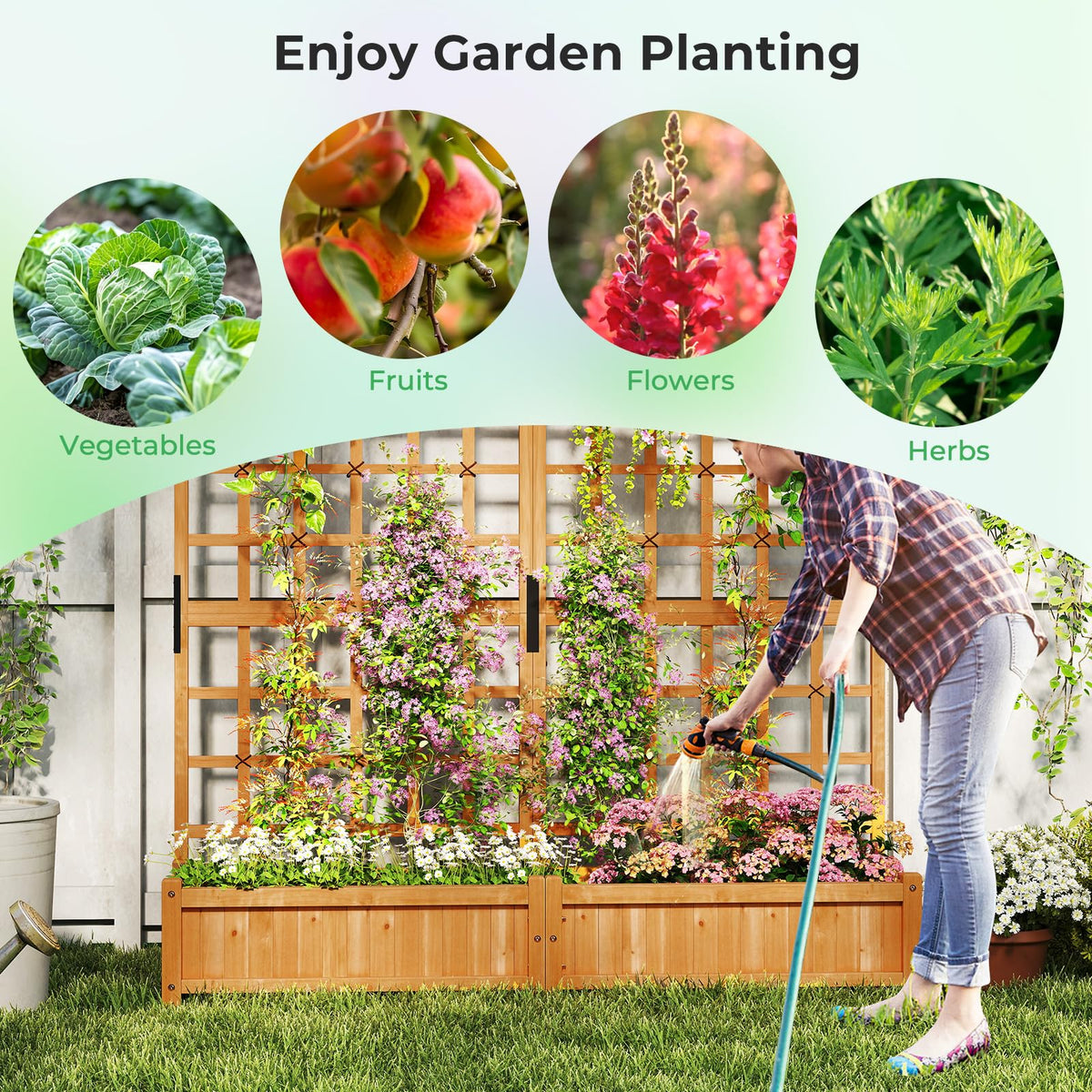 Lucktree Large Raised Garden Bed with Trellis and Roof