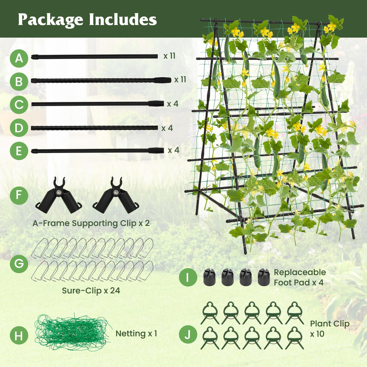 Lucktree Cucumber Trellis, Trellis for Climbing Plants Outdoor