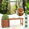 Lucktree Outdoor Bench with Raised Garden Bed, Wood Seat with Teak Oil Finish, Planter Box with Open-Ended Base