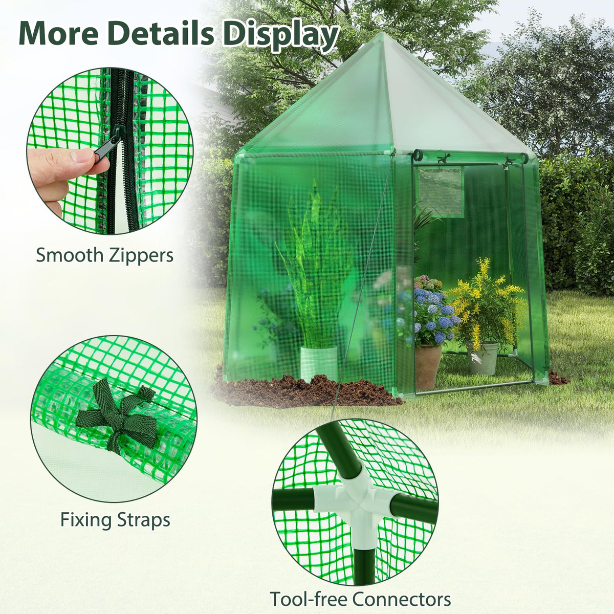 Lucktree 6.5 x 5.7 x 6.3 FT Greenhouse Portable Walk in Outdoor Hot House Tent
