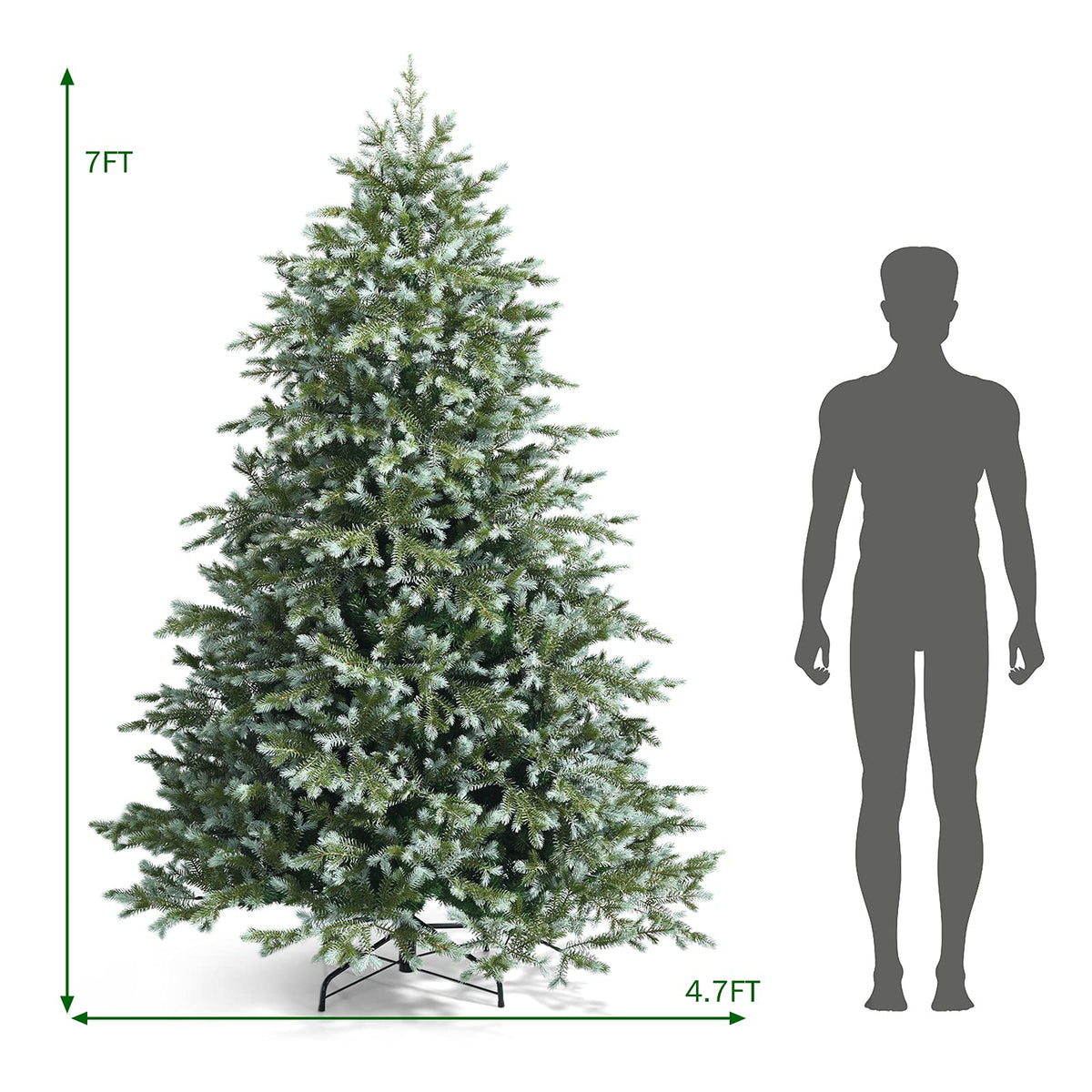 Lucktree 7ft Artificial Christmas Tree Feel Real Unlit Hinged Xmas Spruce Tree