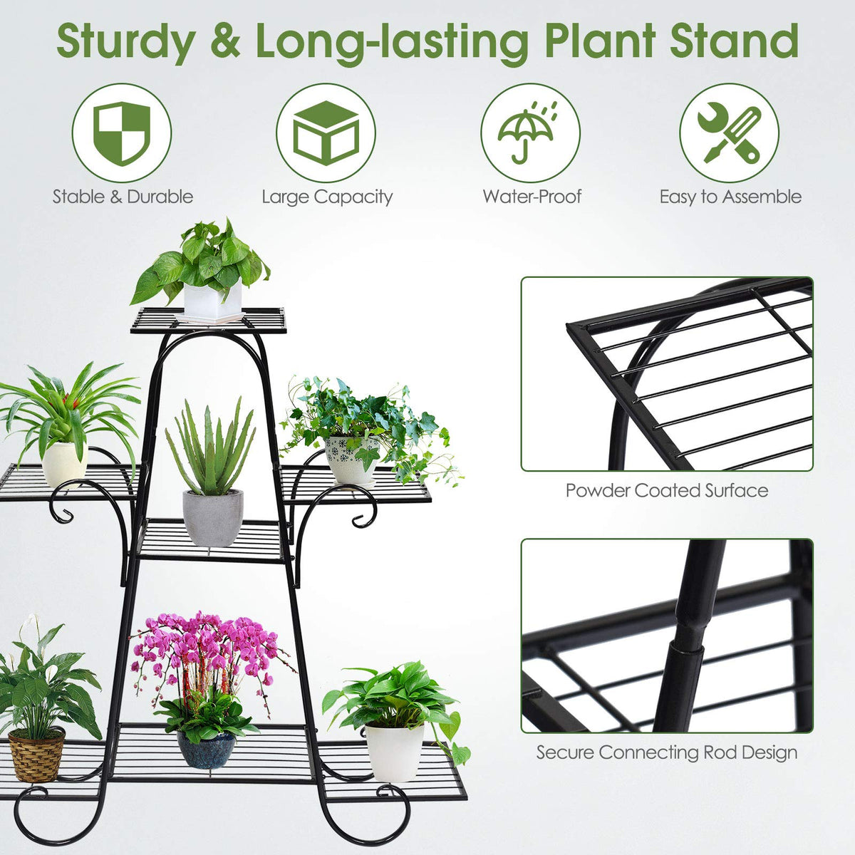 Lucktree 7 Tiers Metal Plant Stand Flower Pots Holder