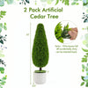 Lucktree 3ft Artificial Cedar Teardrop Shaped Topiary Tree, 2 Pack Faux Potted Plants with Plastic Nursery Pot