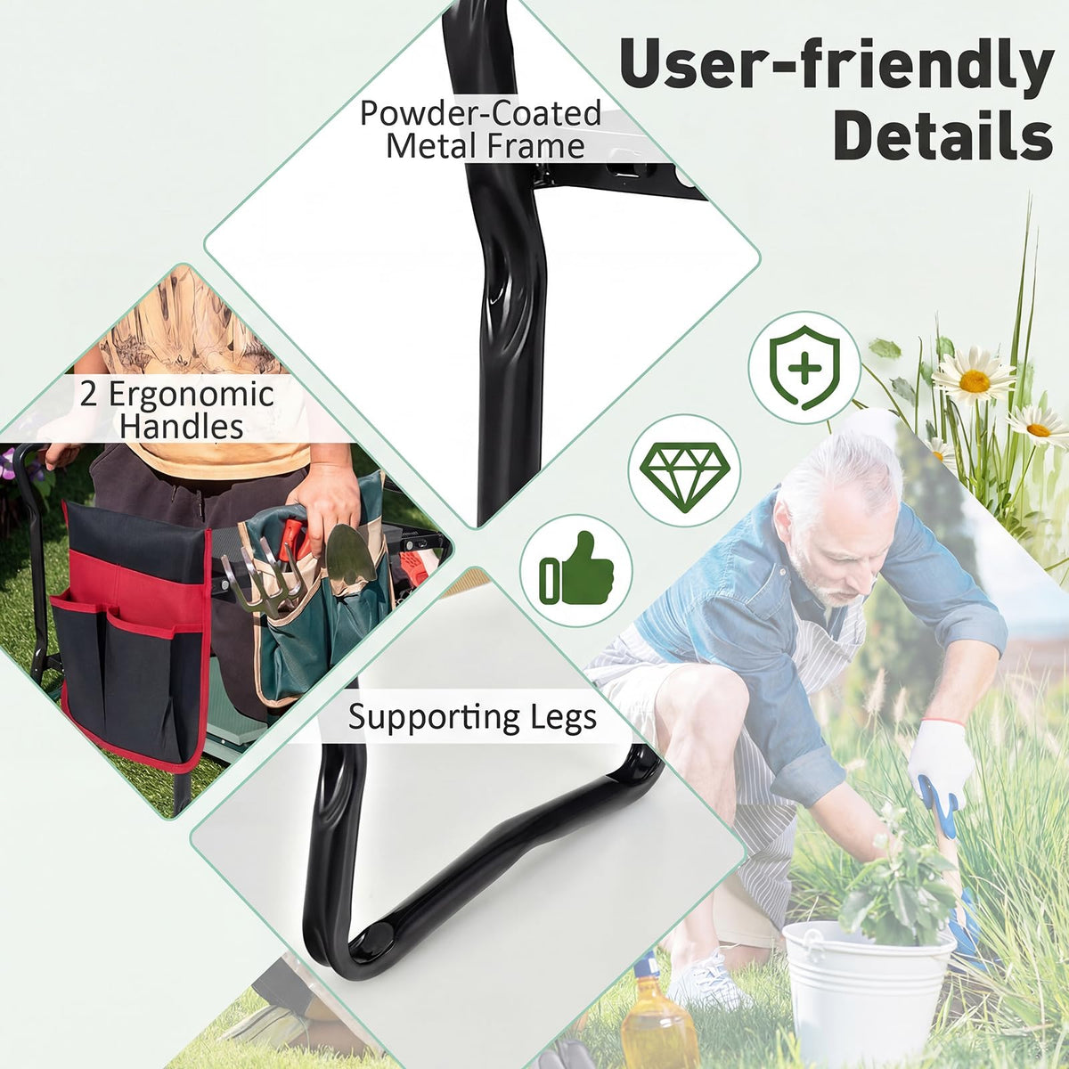 Lucktree Garden Kneeler & Seat Folding Gardening Stool