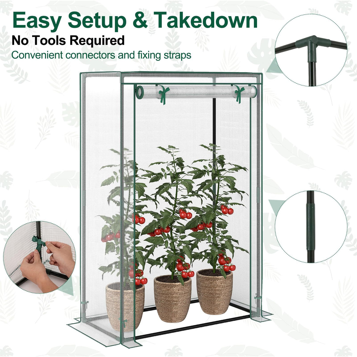 Lucktree Portable Mini Greenhouse with Roll-Up Zippered Door