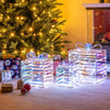 Lucktree 3 Pieces Christmas Lighted Gift Boxes, 90 LED Light up Present Boxes with Bows, Zip Ties & Ground Stakes
