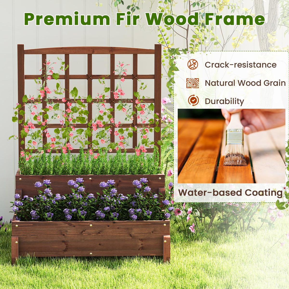 Lucktree Raised Garden Bed with Legs and Trellis