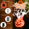 Lucktree 6 FT Inflatable Halloween 3 White Ghosts with Pumpkin, Blow-up Yard Decoration with Built-in LED Lights & Rotating Lamp