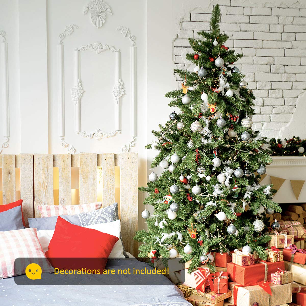 Lucktree Artificial Christmas Tree, Unlit Premium Hinged Spruce Xmas Tree with Solid Metal Stand, for Outdoor and Indoor Decor