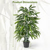 Lucktree Artificial Bamboo Tree, 50" Tall Set of 2 Fake Bamboo Plant with 3 PE Bamboo Trunk & Flush Leaves