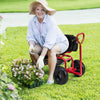 Lucktree Cushioned Rolling Garden Cart Scooter with Storage Basket and Tool Pouch