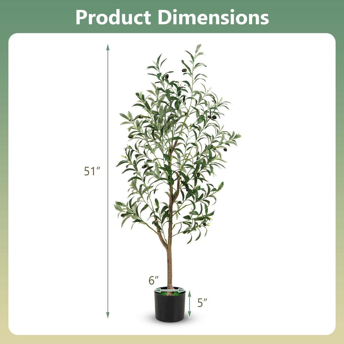 Lucktree 4.5ft Artificial Olive Tree, Tall Fake Potted Olive Silk Tree with Realistic Fruits, 2 Pack