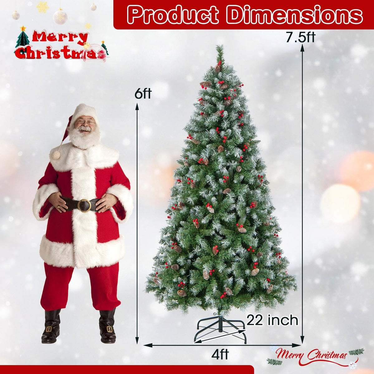 Lucktree Pre-Lit Christmas Tree with 8 Lighting Modes