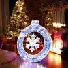 Lucktree 33” Lighted Ornament with Snowflake, Pre-Lit Christmas Wreath with 128 Cold White LED Lights